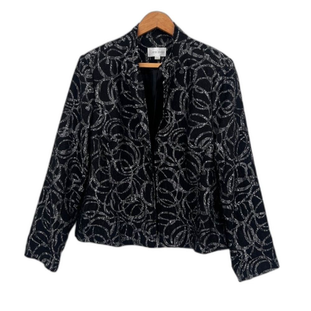 Erin London Abstract Open Front Lightweight Career Dressy Blazer Size Large